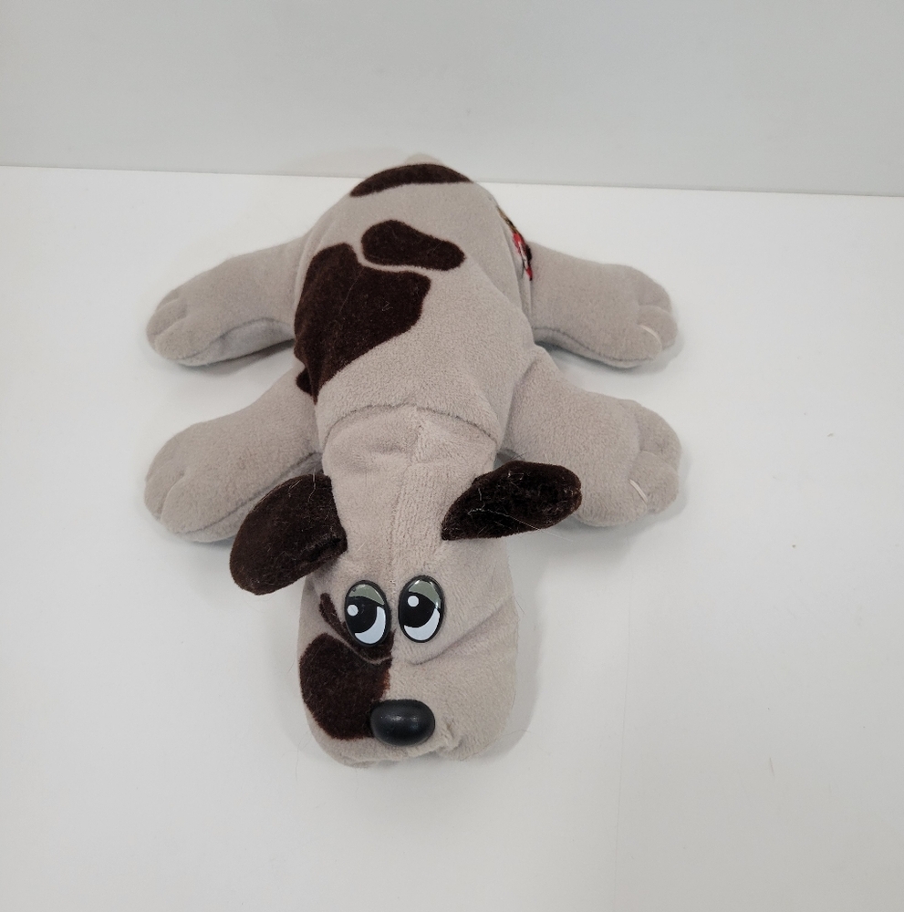 Vintage 1985 Tonka Gray Black Spots Pound Puppy 8” Plush Dog Stuffed Animal